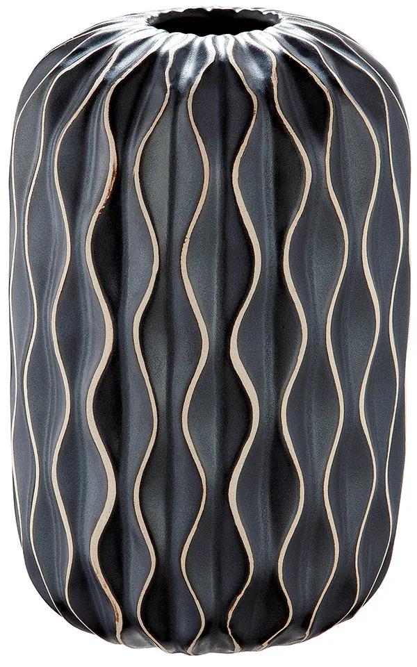 Vaza Flutto, ceramica, negru, 12.5x19.8x12.5 cm