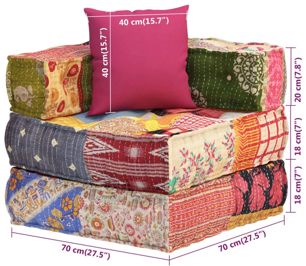 Fotoliu puf modular cu perna, model petice, material textil 1, Peticit, Canapea coltar cu perna