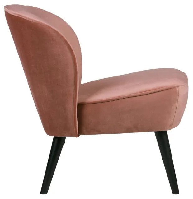 Fotoliu din catifea WOOOD Sara, roz