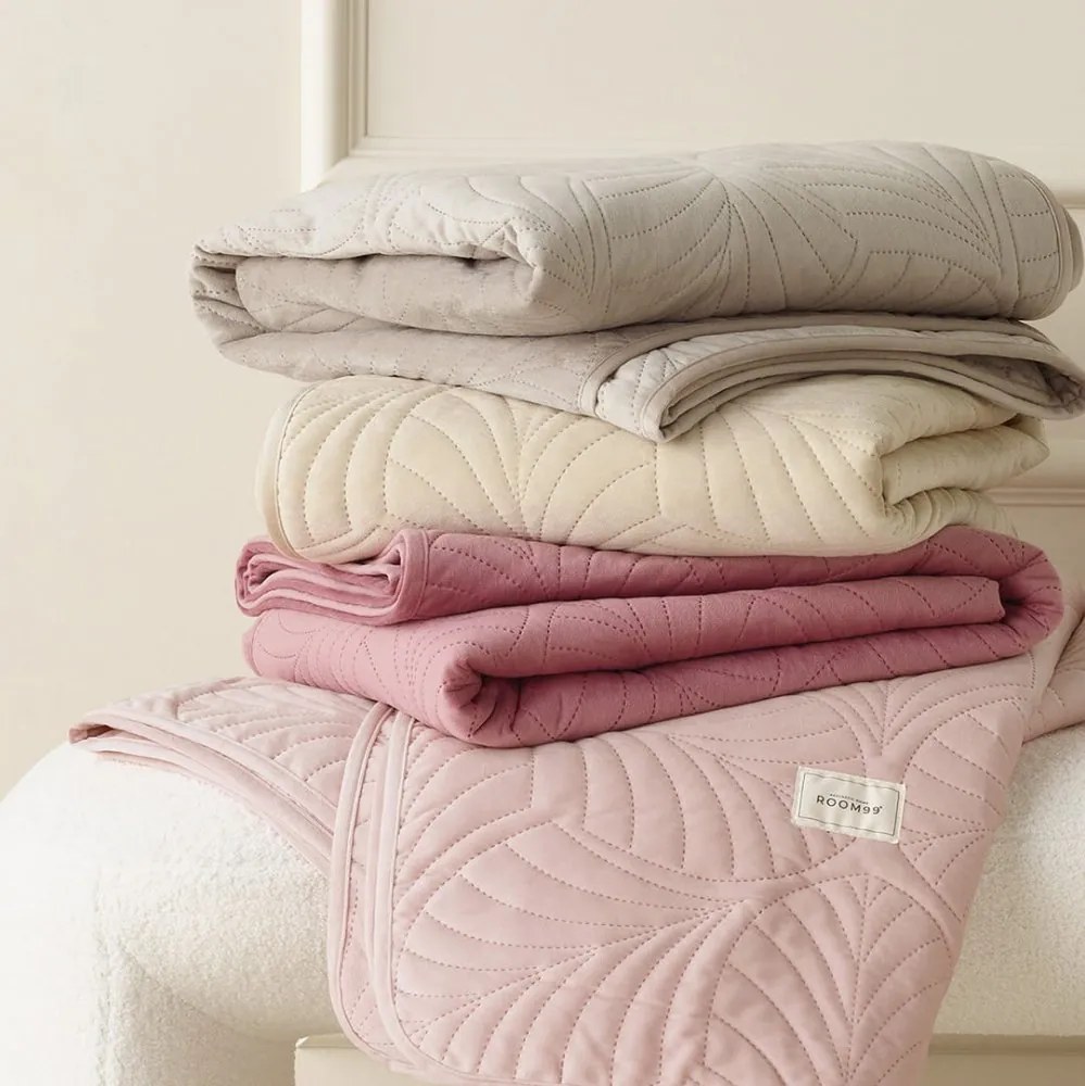 Cuvertură de pat din catifea crem Feel 170 x 210 cm