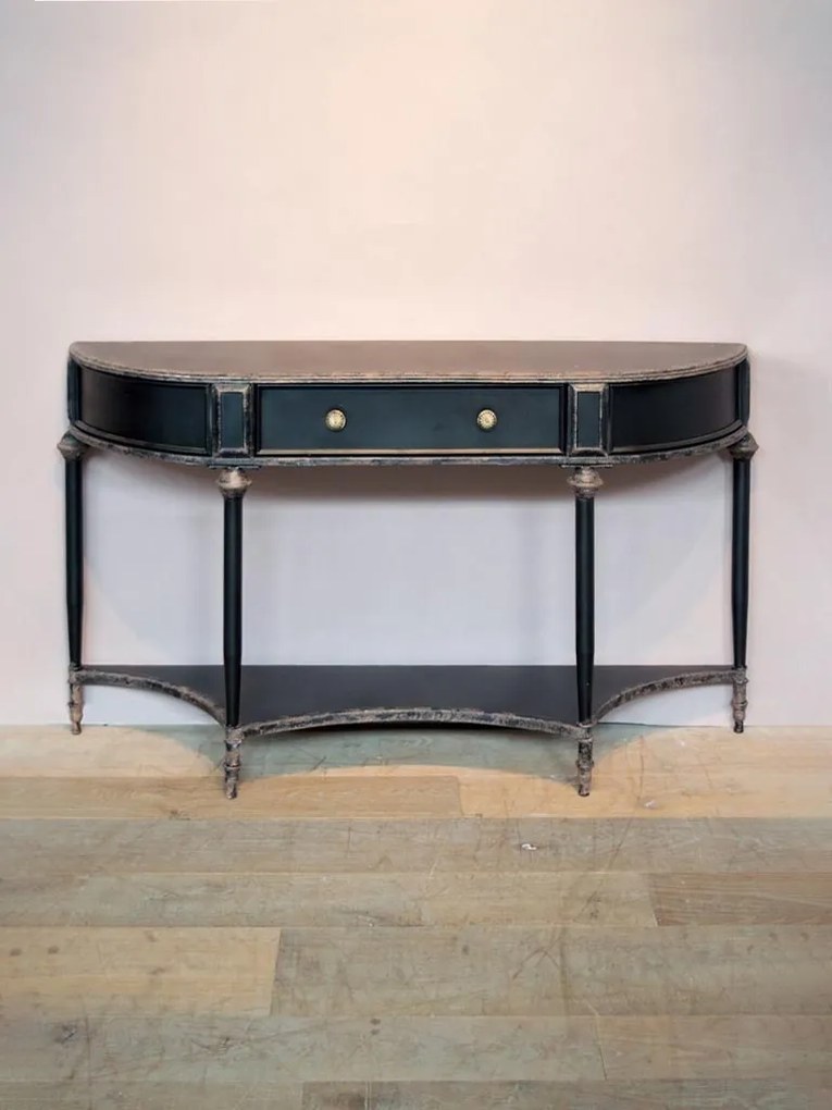 Consola din metal, cu sertar si raft de depozitare, aspect vintage, Edouard