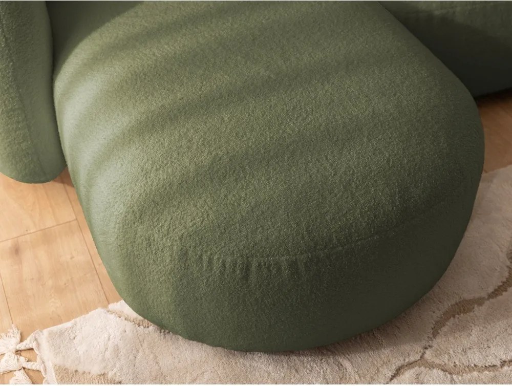 Colțar verde cu tapițerie din țesătură bouclé (cu colț pe partea stângă/cu șezlong) Orbit – Ropez