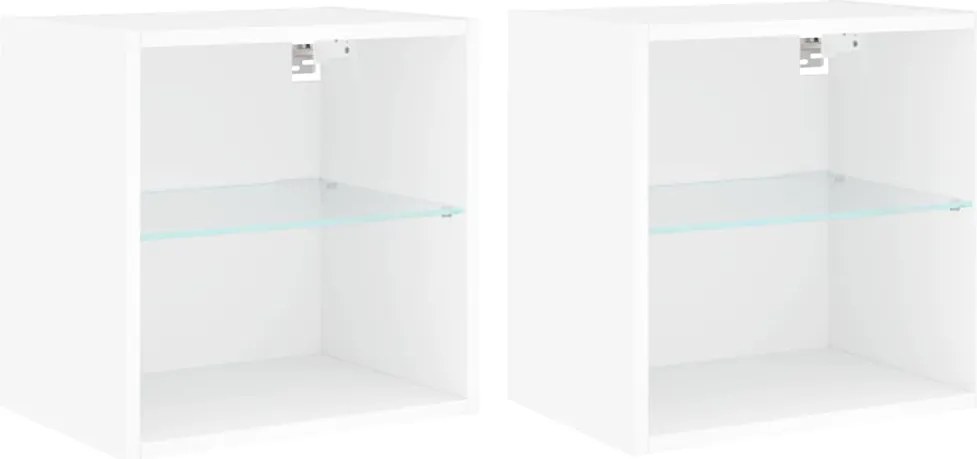 vidaXL Noptiere cu lumini LED montate pe perete, 2 buc., alb