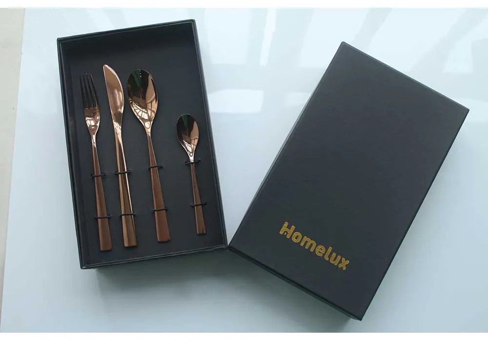 Set tacamuri inox, 24 piese, finisaj cupru lucios