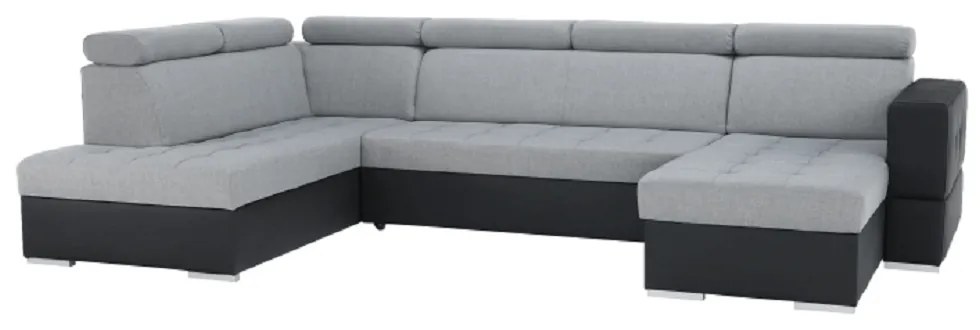 Colţar extensibil, piele ecologică negru/material textil gri deschis, dreapta, VASTO