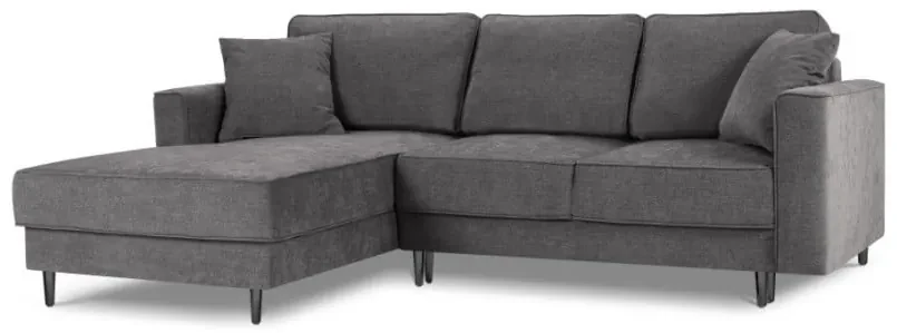 Coltar extensibil Dunas cu tapiterie din tesatura structurala, colt pe partea stanga si picioare din metal negru, gri