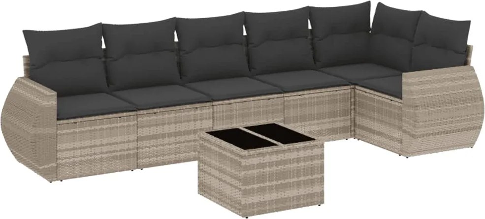 vidaXL Set canapele de grădină cu perne, 7piese gri deschis poliratan