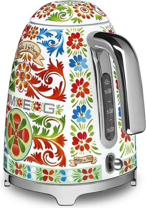 Cana electrica SMEG Dolce & Gabbana KLF03DGEU, 2400 W, 1,7 l, Baza rotativa la 360°, Finisaj lucios, Multicolor
