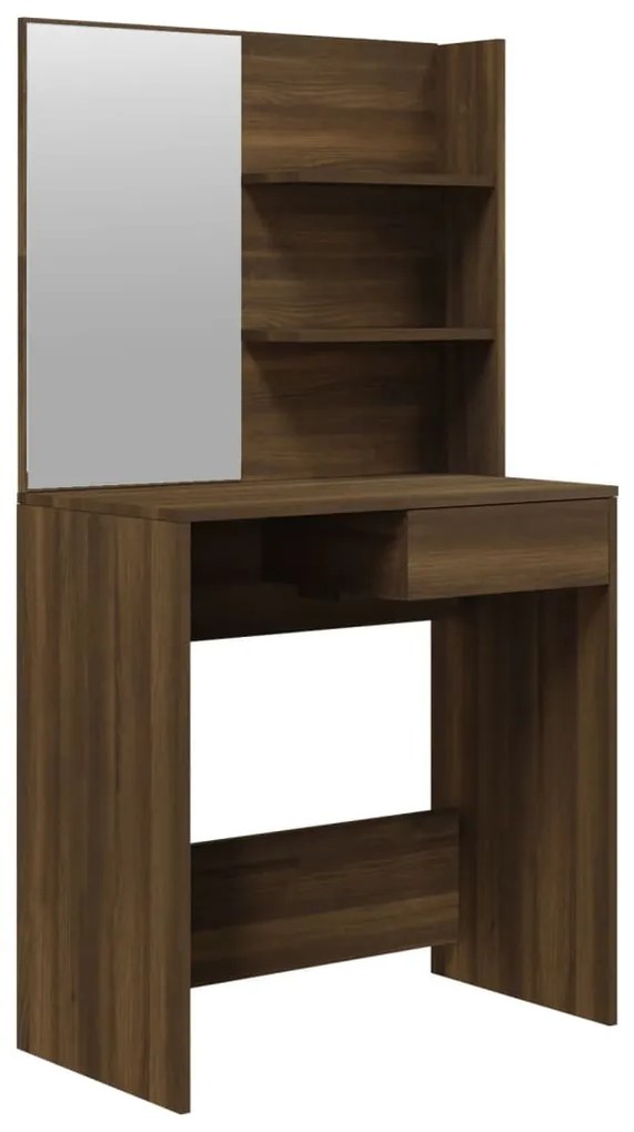 820492 vidaXL Masă de toaletă cu oglindă, stejar maro, 74,5x40x141 cm