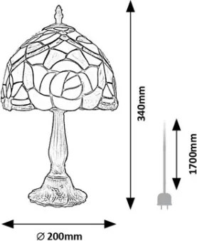 Brilagi - Lampă de masă Tiffany cu vitralii GARLAN 1xE14/40W/230V