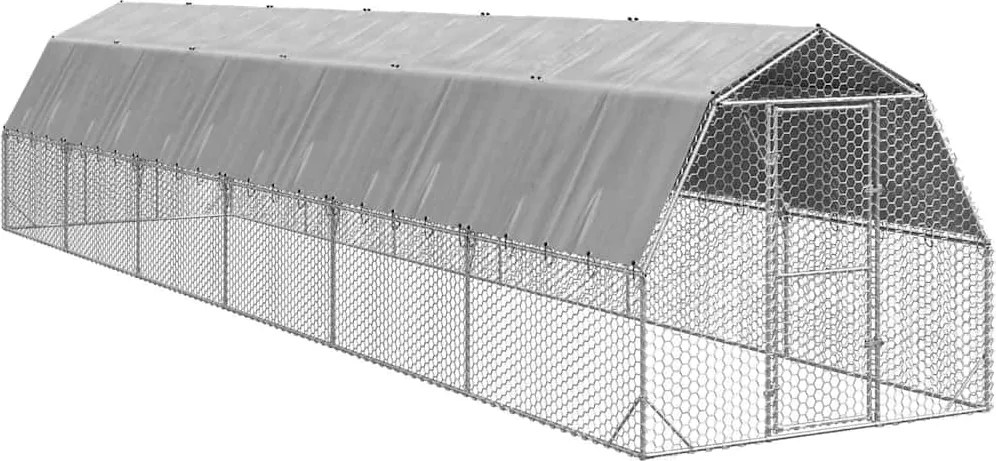 vidaXL Pui de găină cu acoperiș 2,5x12x2,25 m oțel galvanizat
