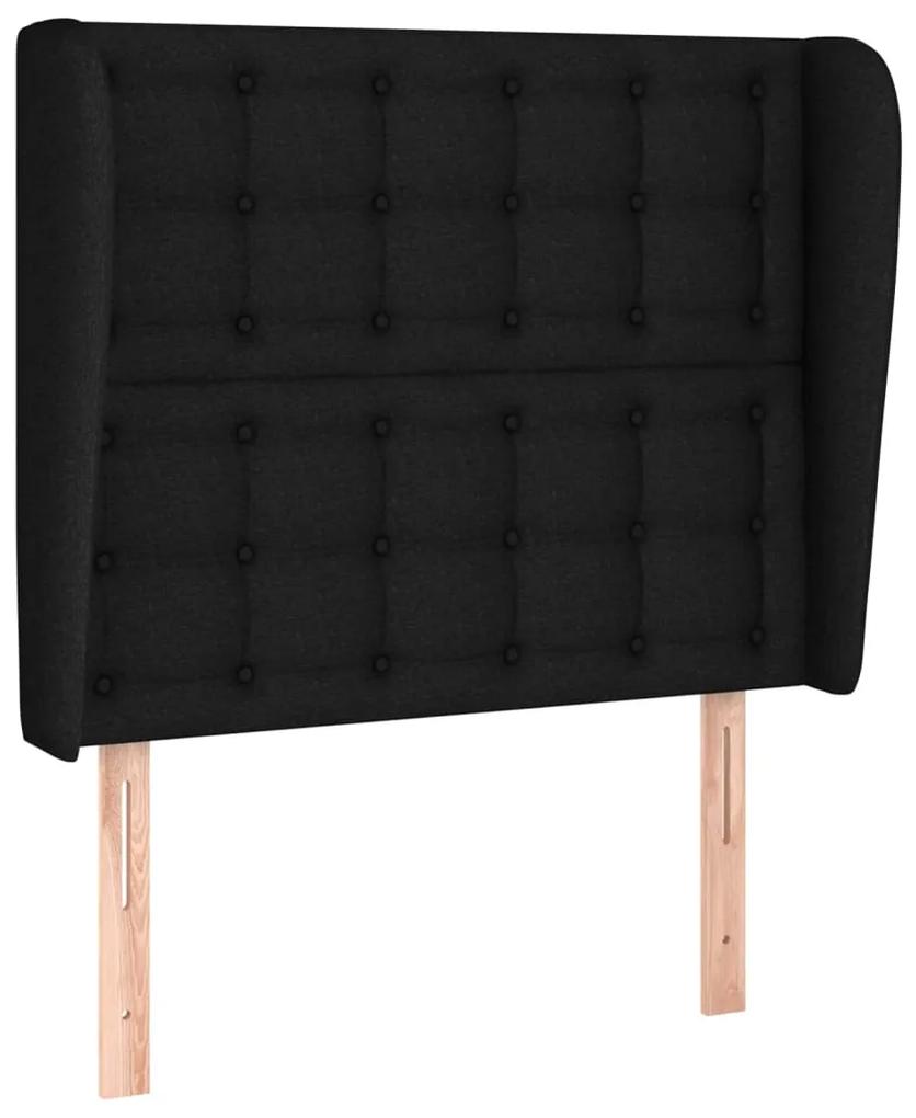 3118366 vidaXL Tăblie de pat cu aripioare, negru, 83x23x118/128 cm, textil