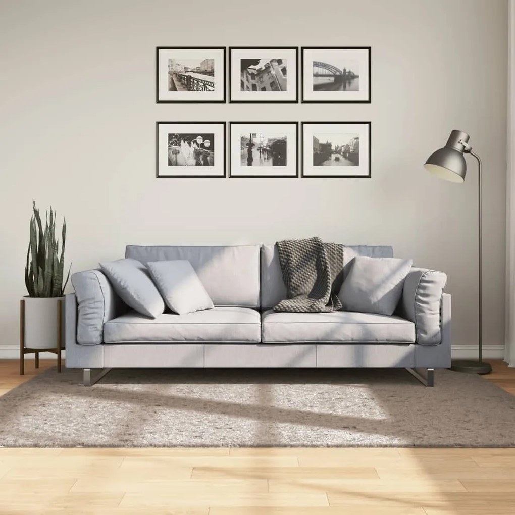 vidaXL Covor pufos &quot;PAMPLONA&quot; cu fire înalte, bej modern, 140x200 cm