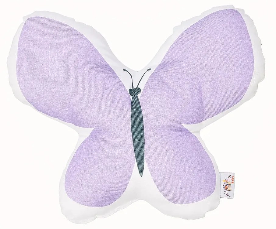 Pernă din amestec de bumbac pentru copii Mike & Co. NEW YORK Pillow Toy Butterfly, 26 x 30 cm, mov