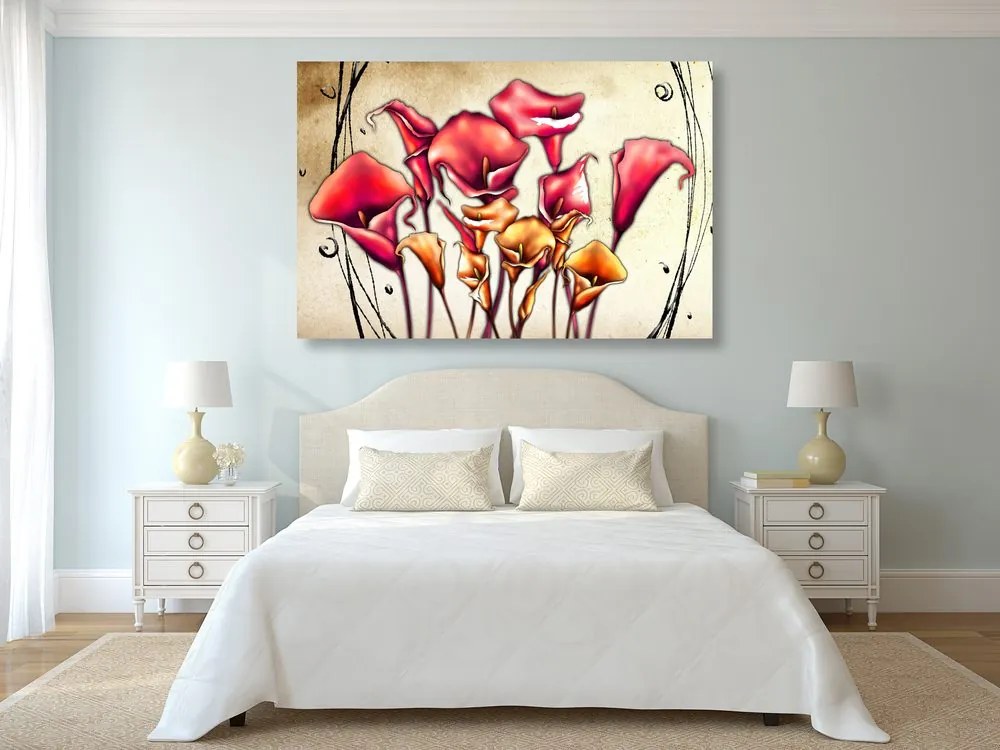 Tablou flori roșii calla lily