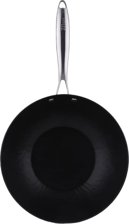 Tigaie Wok Zilan ZLN0934, Diametru 28 cm, 7 straturi de material, Maner nituit, Compatibil cuptor si masina de spalat vase