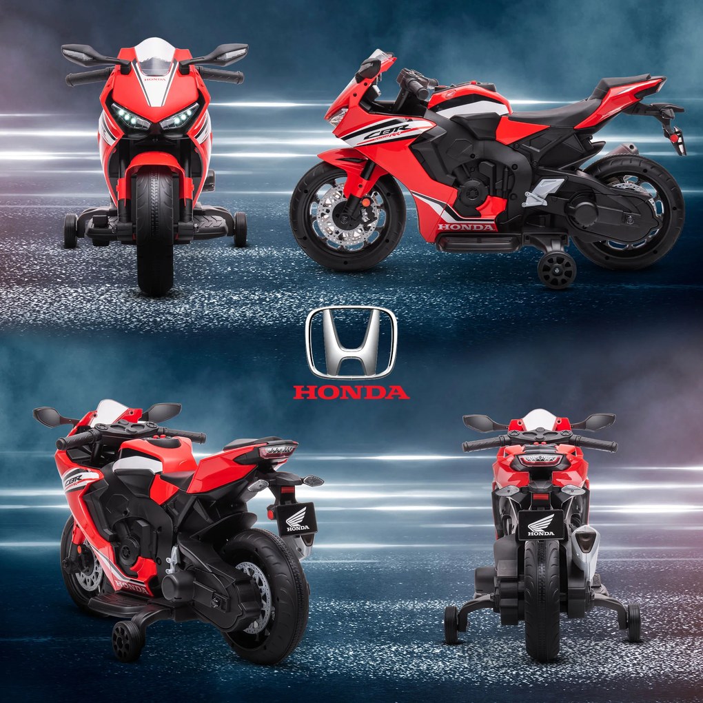 HOMCOM Motocicleta Electrică Copii 6V pentru Copii 3-5 Ani - 30 kg, 3 km/h, Roți și Muzică, 90x44x52 cm, Roșie | Aosom Romania