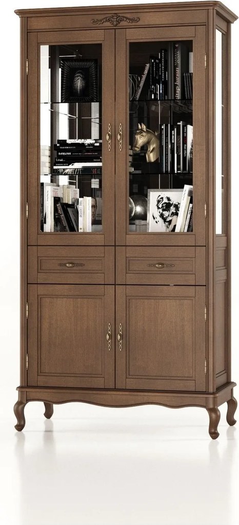 Vitrină lemn masiv Seraphia, 105 × 520 × 207 cm - Vanilla