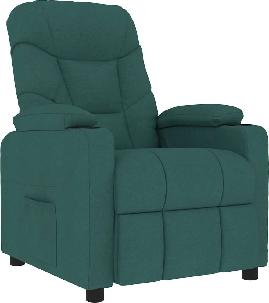 vidaXL Fotoliu de masaj, verde închis, material textil