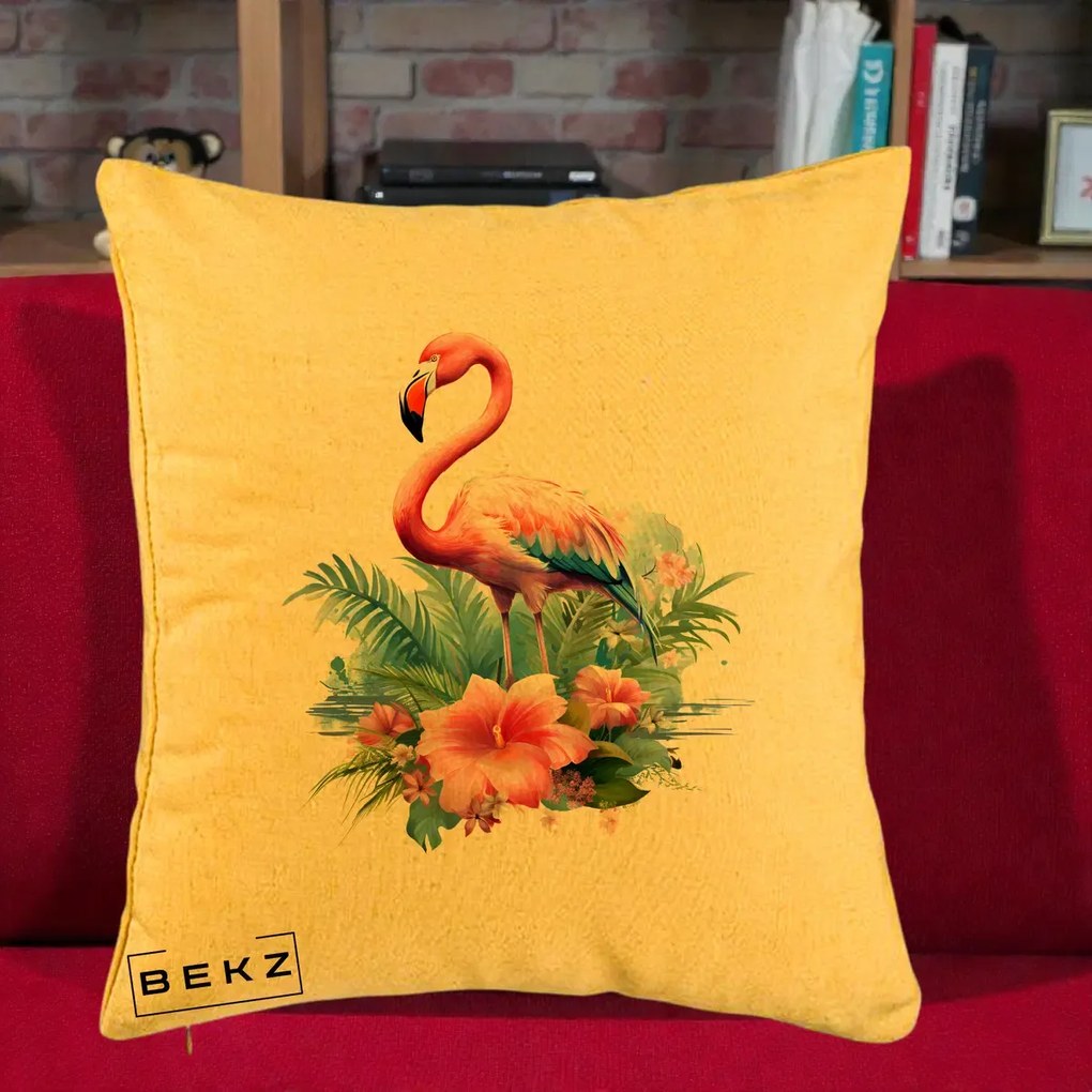 Perna Decorativa Raton in Halat Roz, 40x40 cm, Galben, Husa Detasabila, Perna Inclusa, BEKZ®