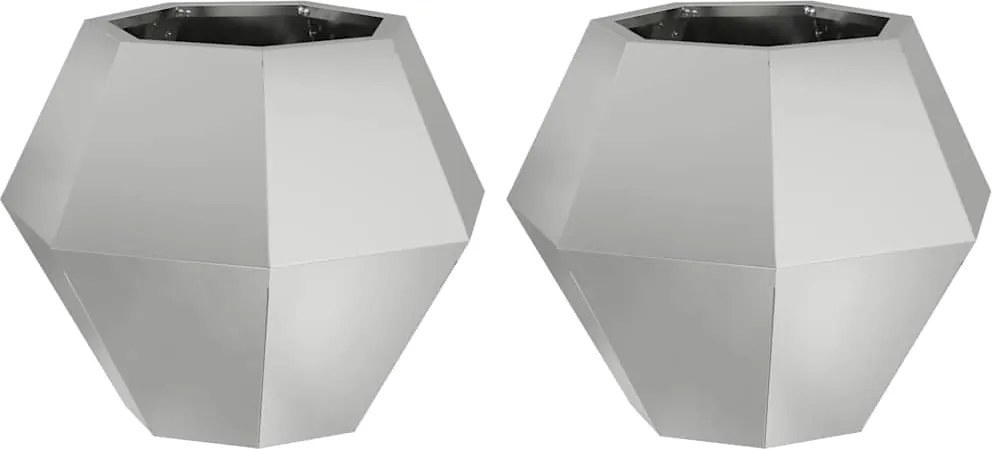 vidaXL Jardinieră 2 pcs Argintiu 50 x 50 x 40 cm Oțel Galvanizat