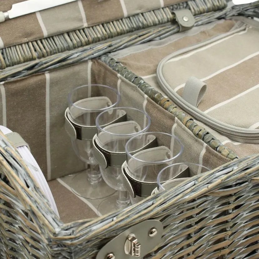 Coș picnic pentru 4 persoane Brown, 46 x 31x 21 cm