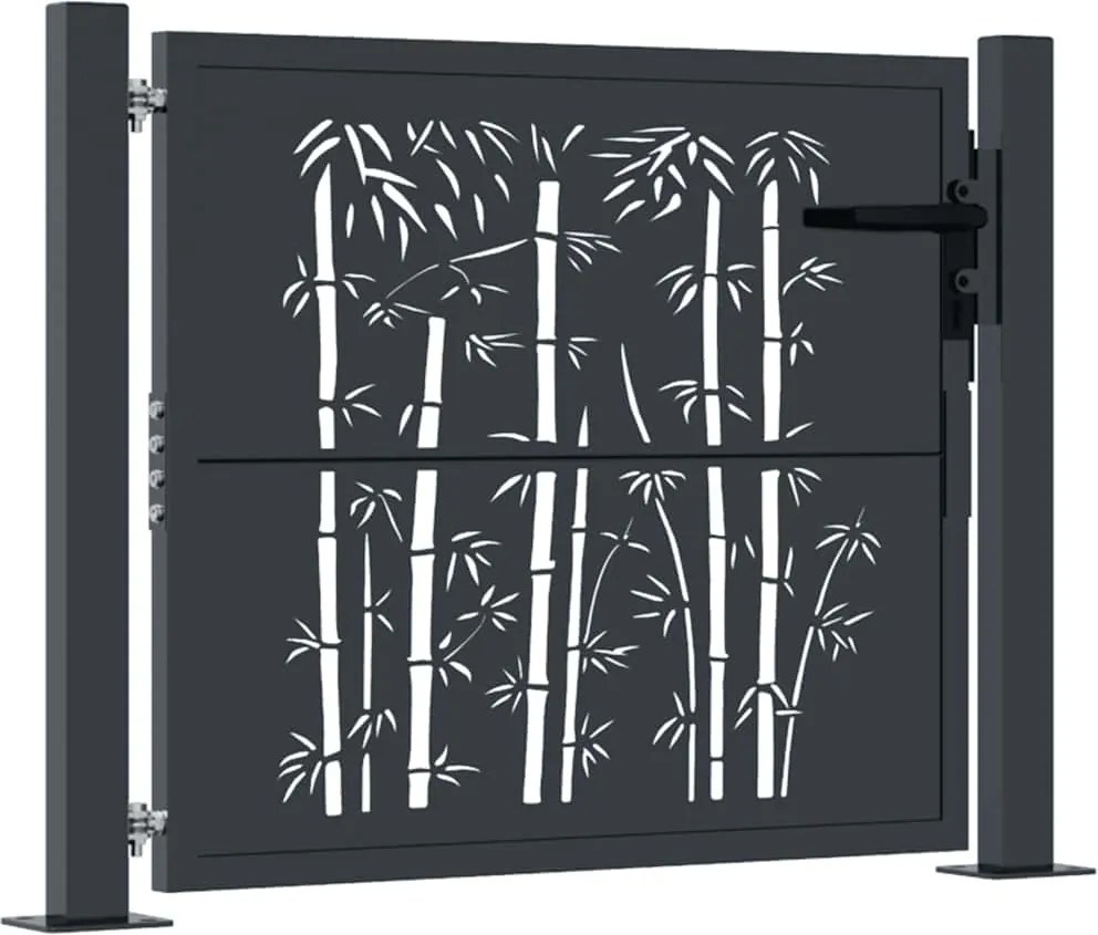 vidaXL Poartă de grădină antracit 100x100 cm oțel design bambus