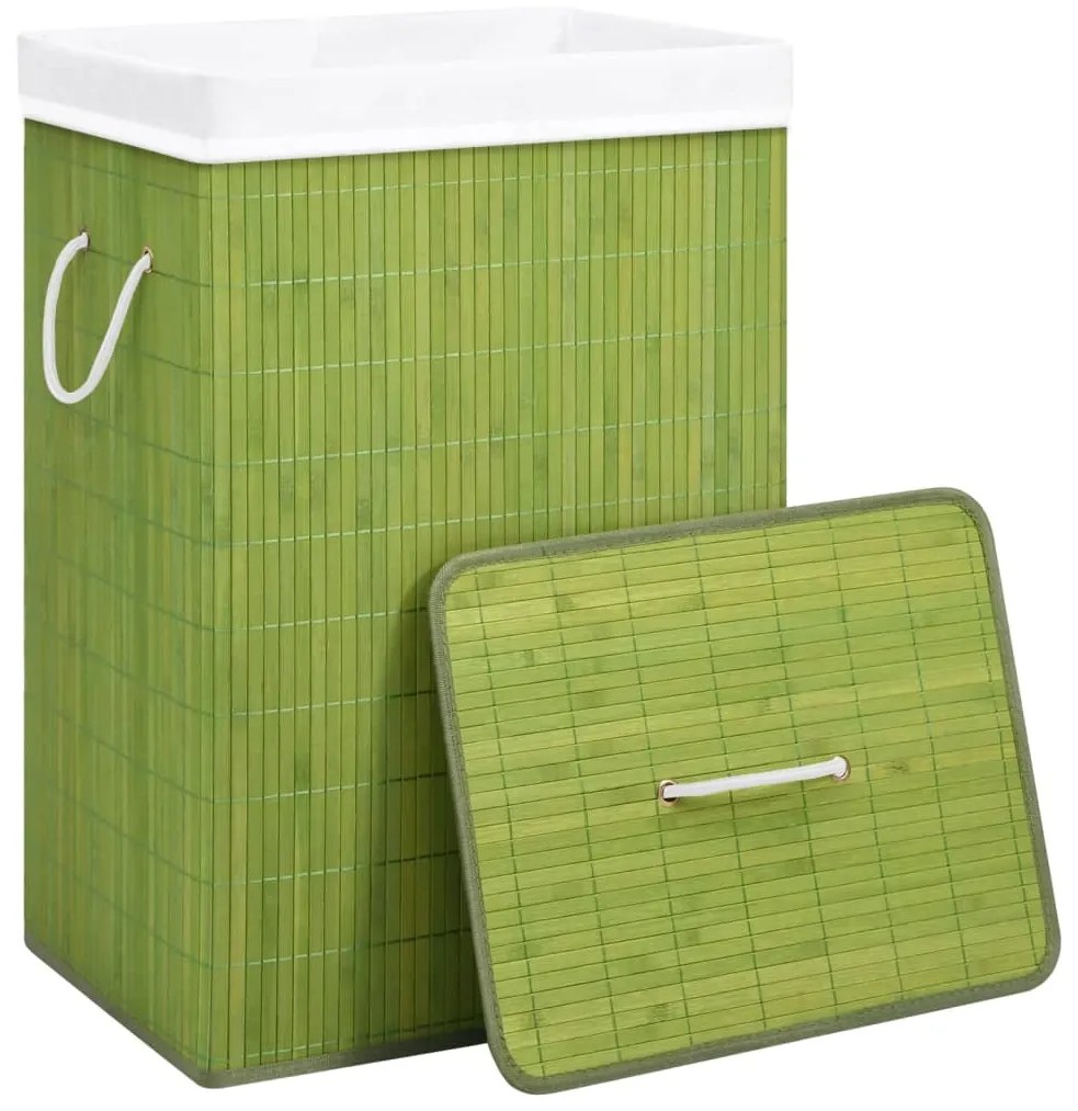 Cos de rufe din bambus, verde 1, Verde, 40 x 30 x 60 cm