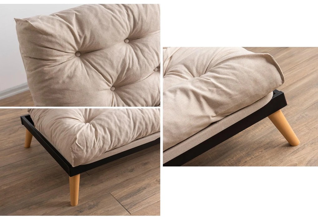 Canapea extensibilă Sakotta (Crem + Lemn). 1107026