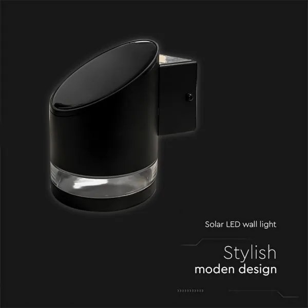 LED lampă solară de perete exterior 1W 3,7V 3000K IP54 1200mAh negru
