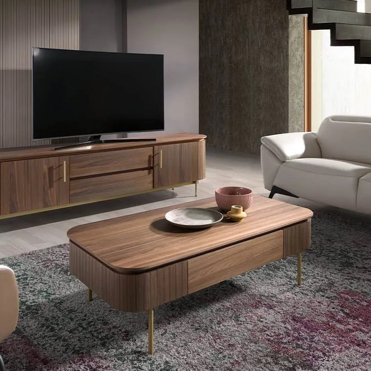 Masuta de cafea moderna design LUX Wood and Gold