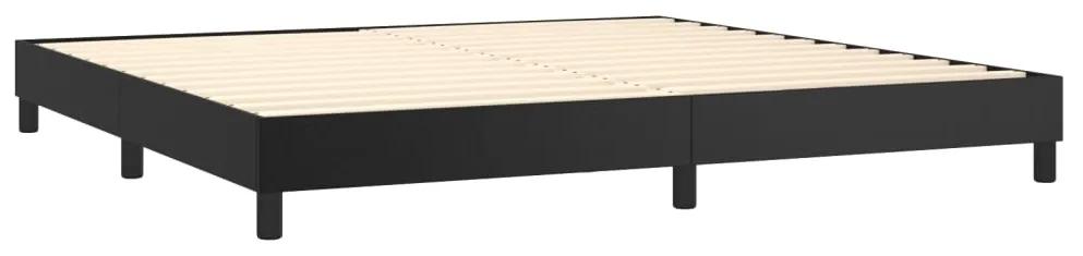 Pat box spring cu saltea, negru, 200x200 cm, piele ecologica Negru, 200 x 200 cm, Nasturi de tapiterie