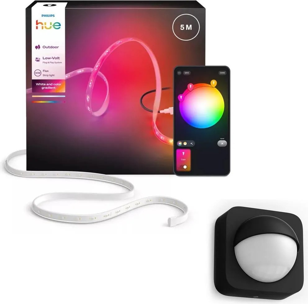 Philips - Bandă LED RGBW dimerizabilă pentru exterior Hue FLUX 5m LED/30W/230V + senzor de mișcare