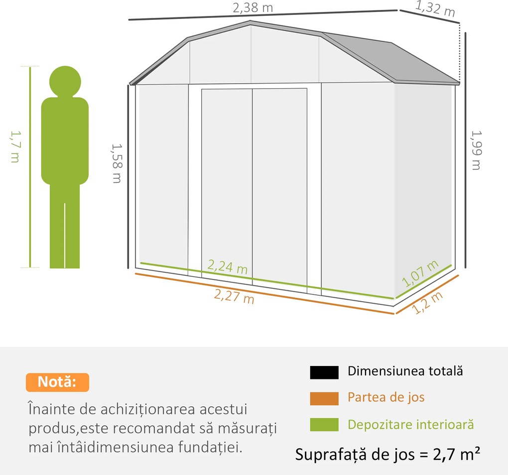 Outsunny Sopron de Depozitare in Aer Liber de 8' x 4' | Aosom Romania