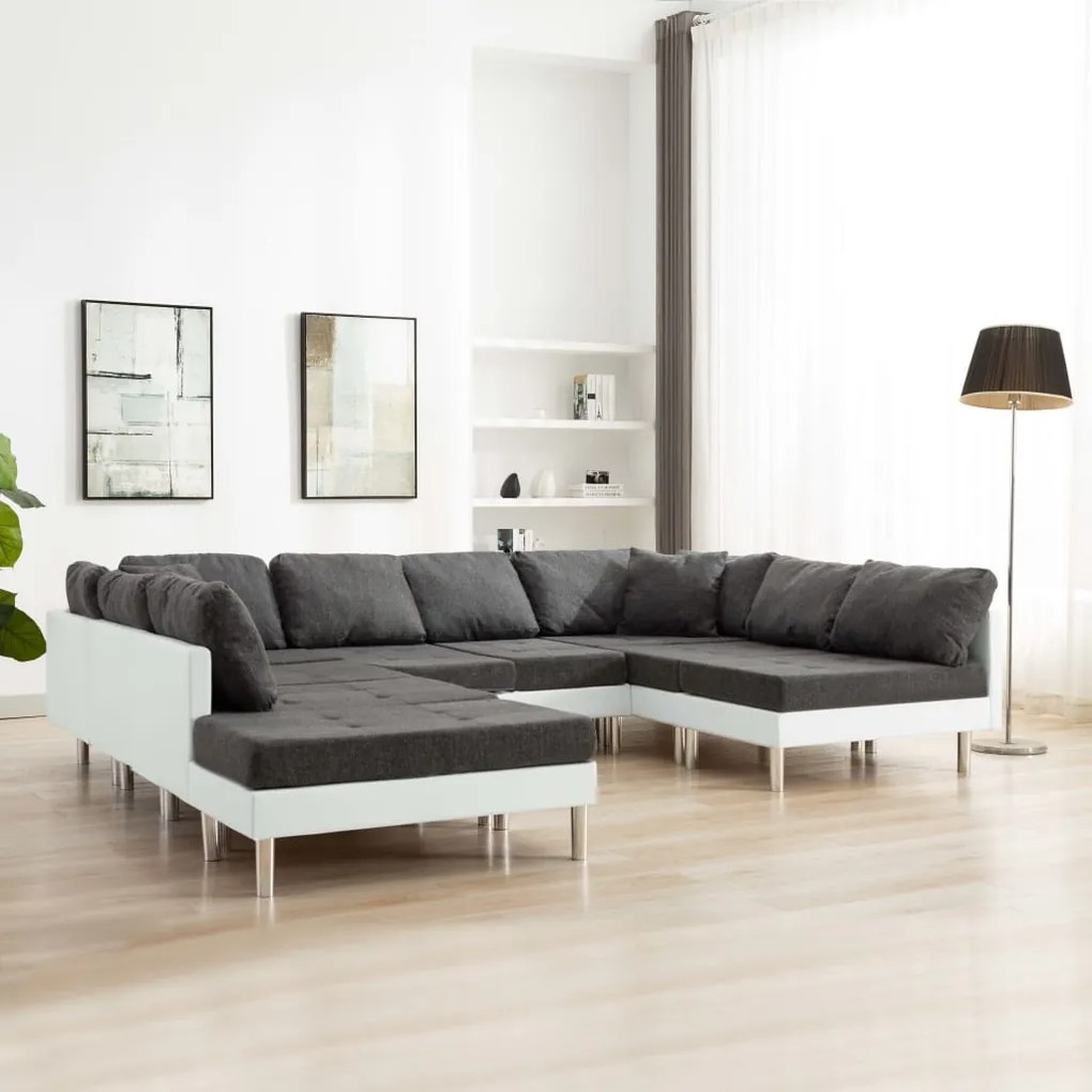 287201 vidaXL Canapea modulară, alb, piele ecologică