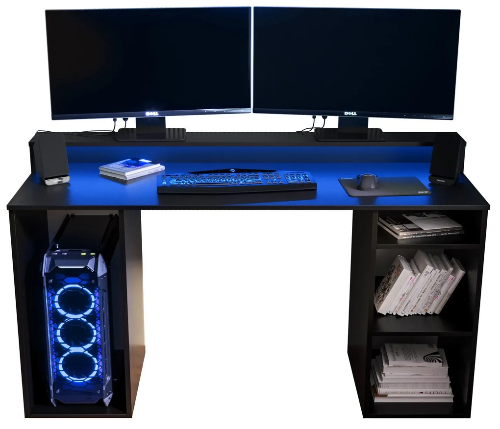 Masă PC pentru gaming Garrick 1 (negru) (cu iluminat LED RGB). 1064134