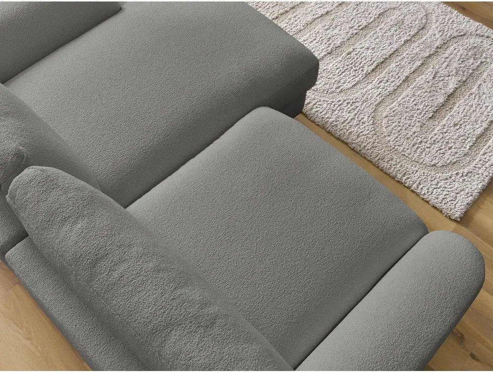 Colțar gri închis cu tapițerie din țesătură bouclé (cu colț pe partea dreaptă/cu șezlong) Leonore – Bobochic Paris