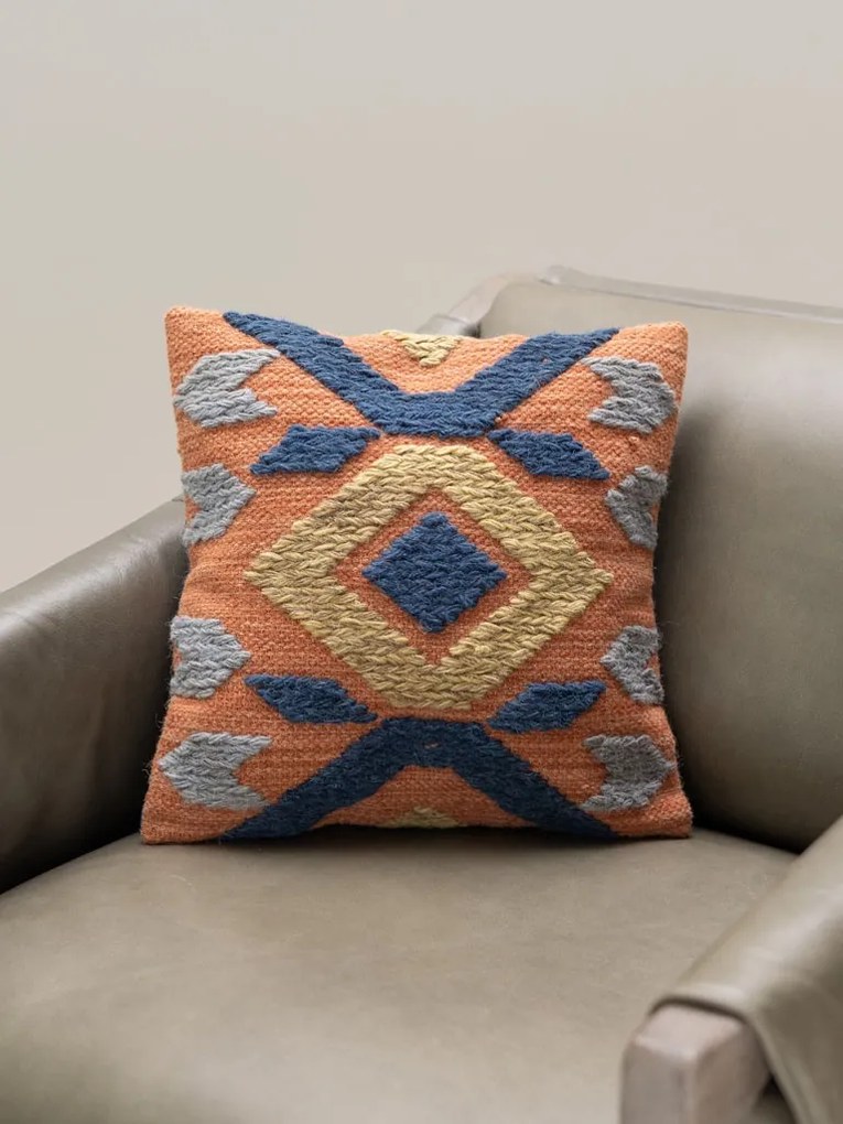 Pernă Kilim abastru portocaliu 40x40 cm
