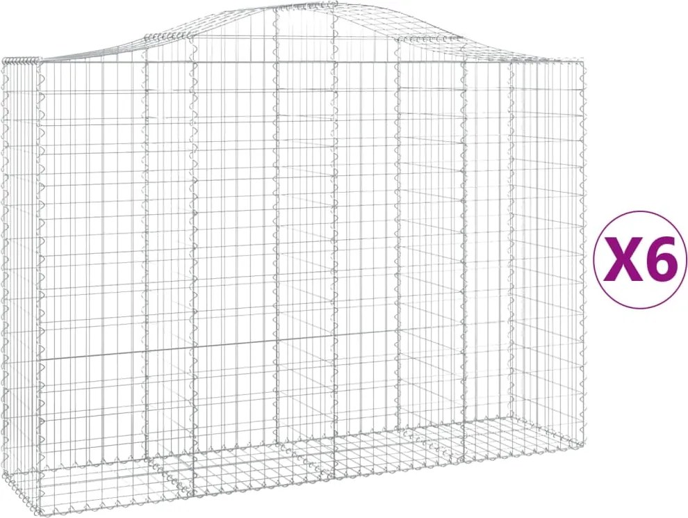 vidaXL Coșuri gabion arcuite 6 buc, 200x50x140/160 cm, fier galvanizat