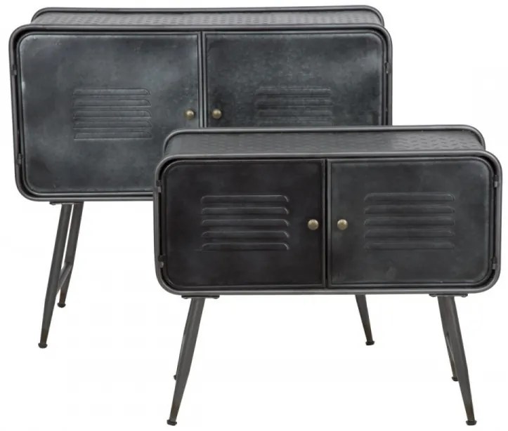 Set 2 masute auxiliare negre din metal, 88x38x78 cm / 70,5x30x58,5 cm, School Mauro Ferreti