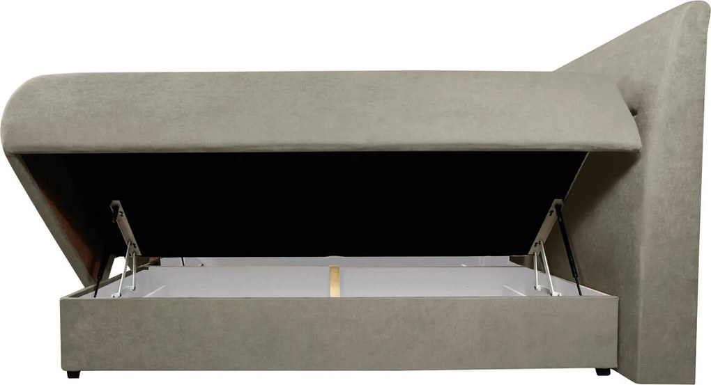 Pat matrimonial, Bergen Memory, 160x200 cm, cu spatiu pentru depozitare, Taupe