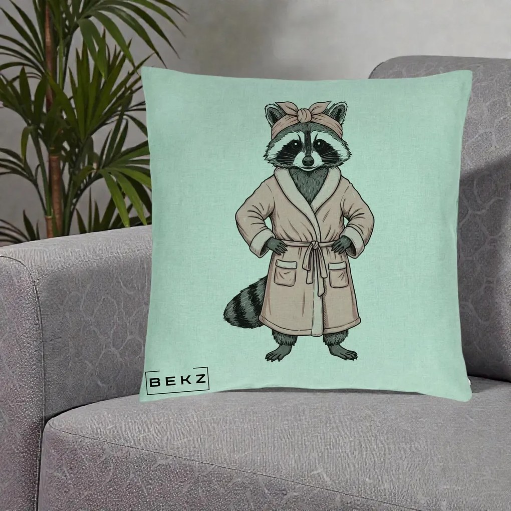 Perna Decorativa Albinuta Kawaii Vesela, 40x40 cm, Verde Menta, Husa Detasabila, Perna Inclusa, BEKZ®