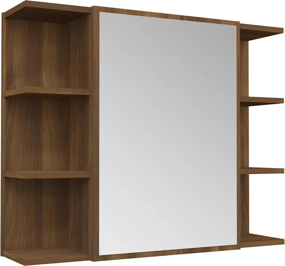 vidaXL Dulap de baie cu oglindă stejar maro 80x20,5x64cm lemn compozit