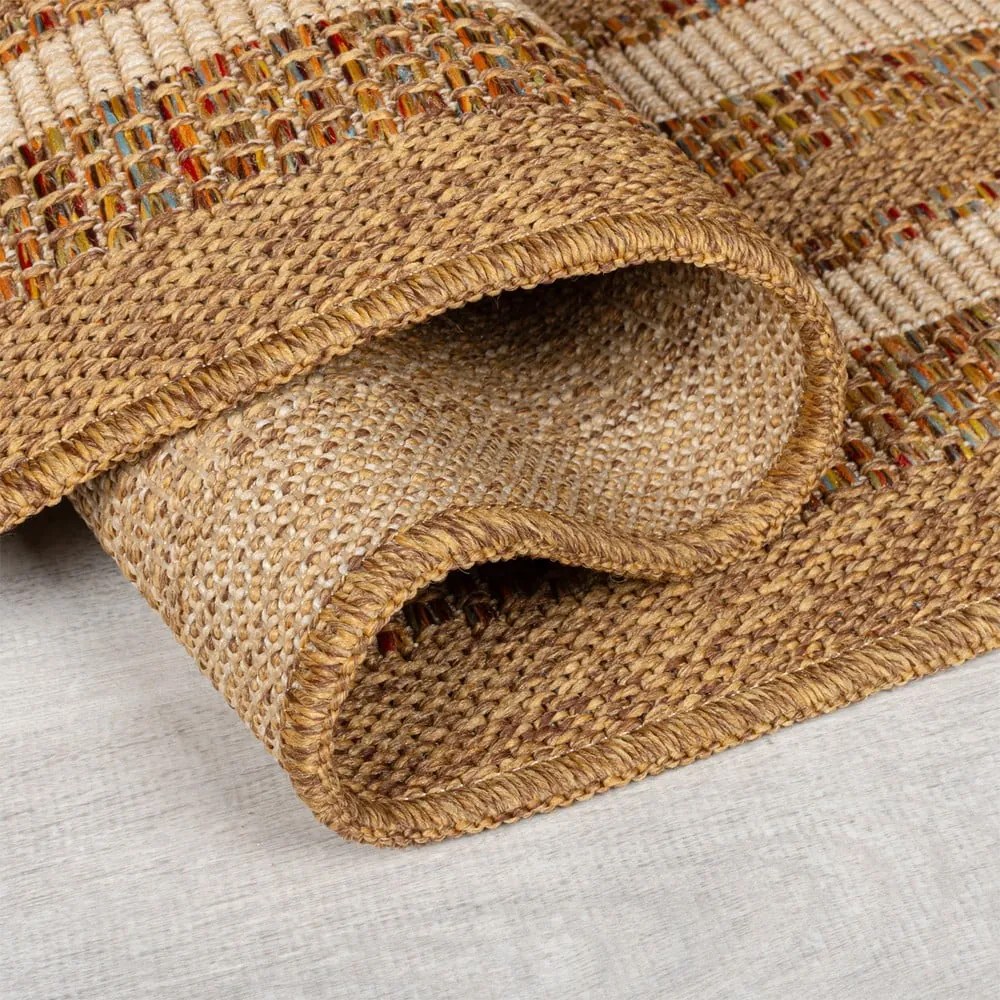 Covor tip traversă de exterior în culoare naturală 80x230 cm Layla Border – Flair Rugs