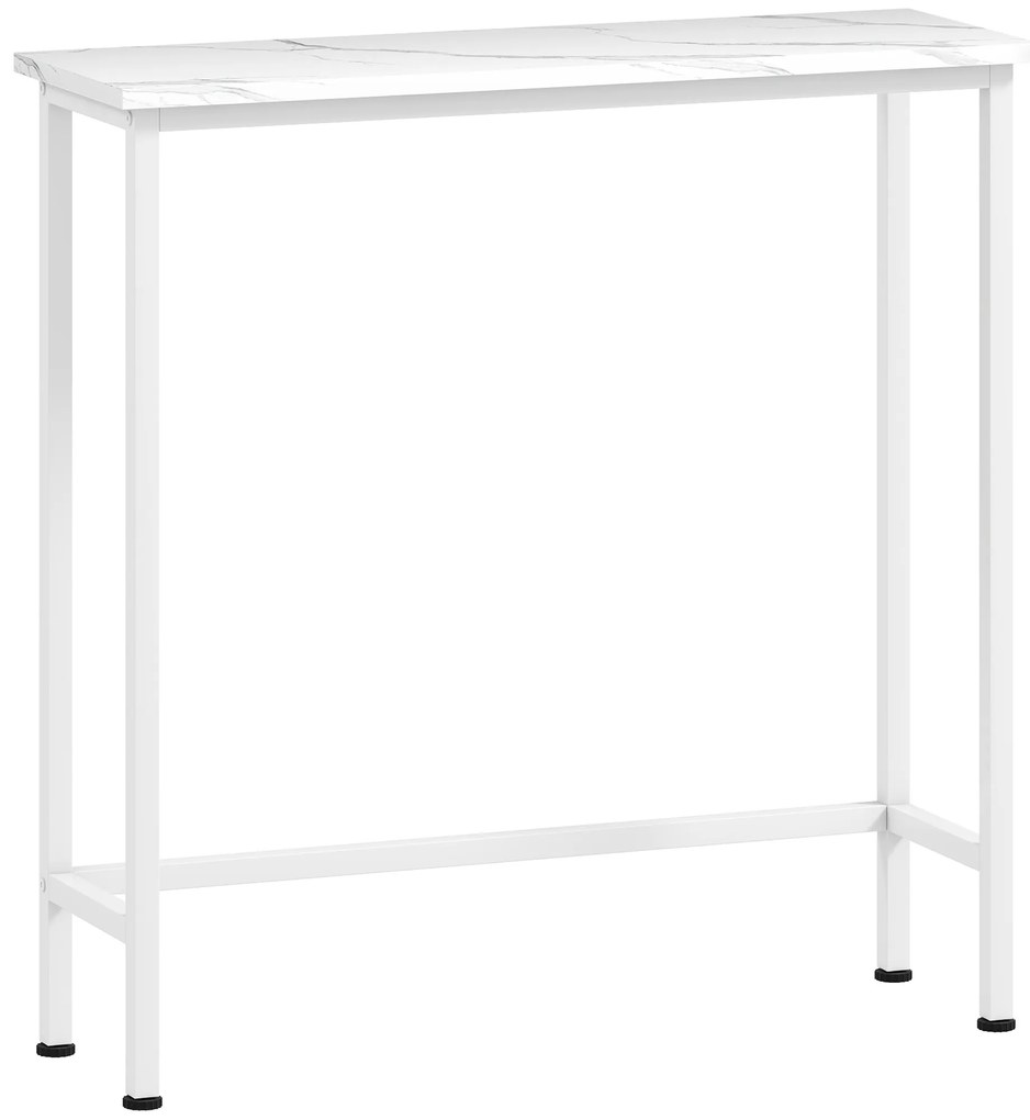 HOMCOM Masă consolă de hol cu piciorușe reglabile, protecție la răsturnare 75 x 24 x 76 cm pentru spații mici Alb | Aosom Romania