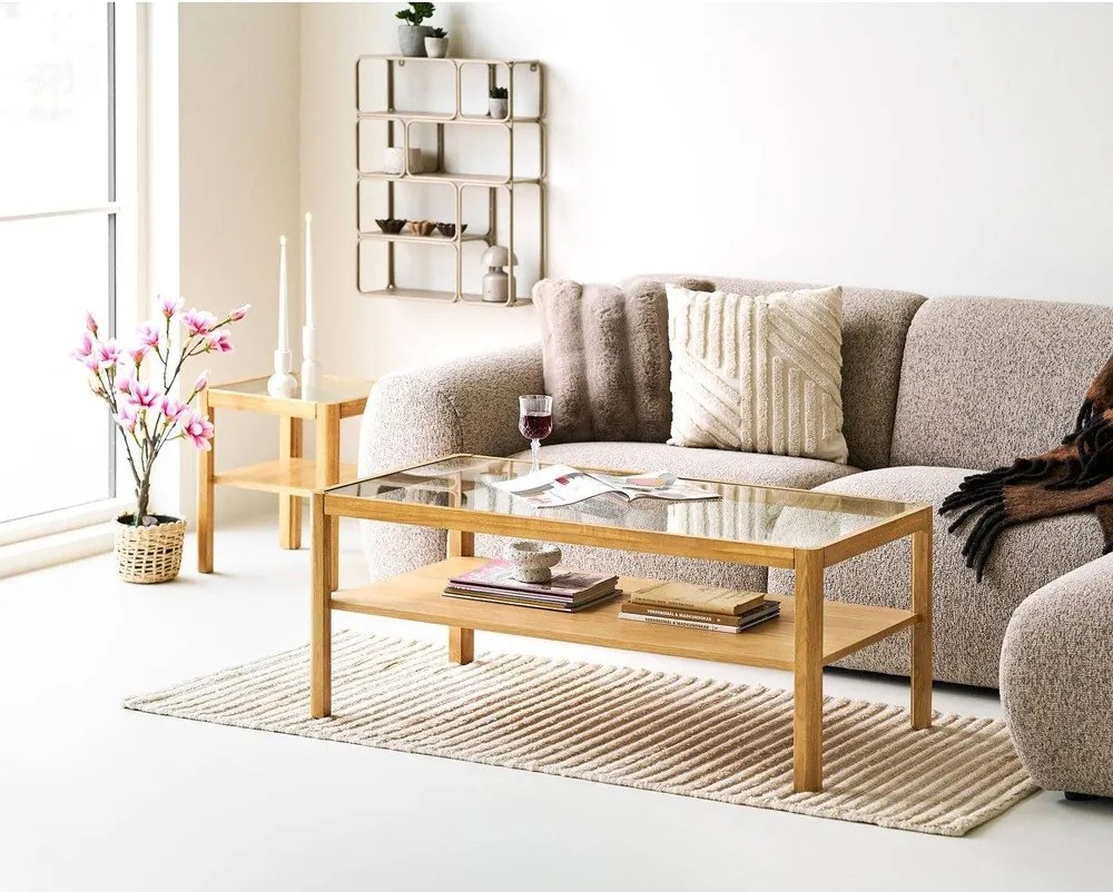 Măsuță auxiliară cu blat din sticlă 40x40 cm Lourmarin – House Nordic