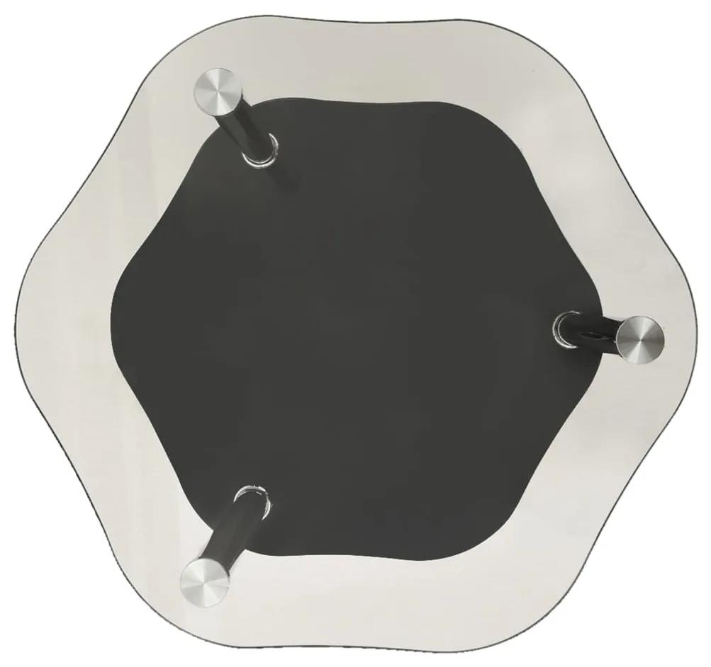 Masa laterala 2 niveluri transparent negru 38x38x50 cm sticla 1, transparent si negru, Hexagonal