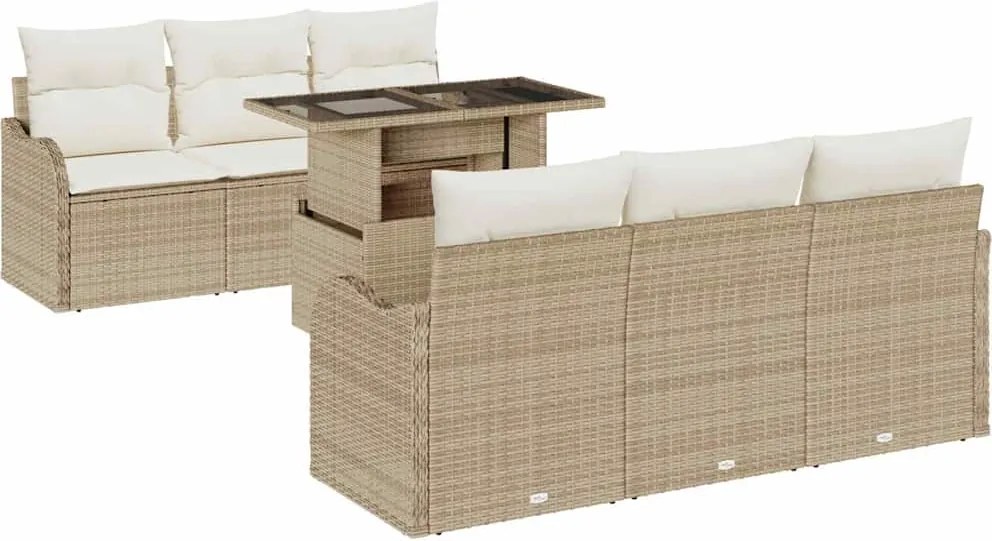 vidaXL Set de canapele pentru grădină 7 pcs Bej 100 x 55 x 73 cm