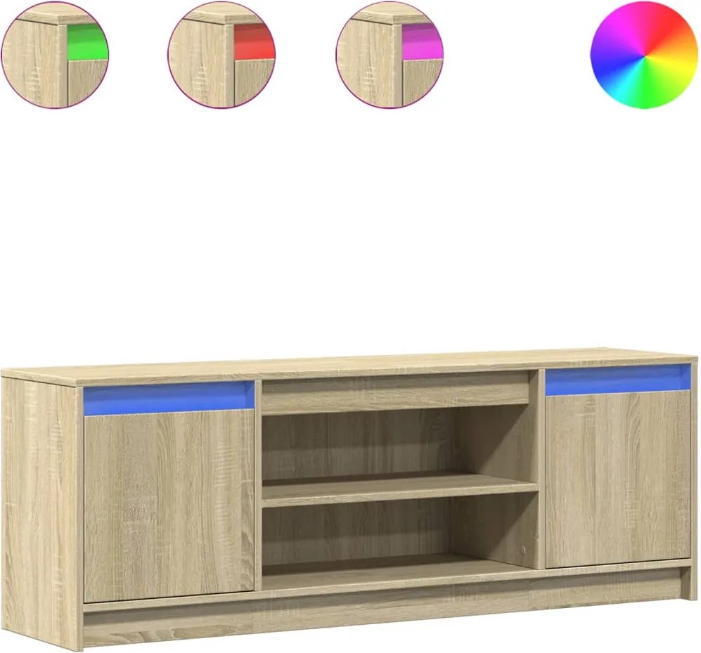 vidaXL Dulap TV cu LED, stejar sonoma, 139,5x34x50 cm, lemn prelucrat
