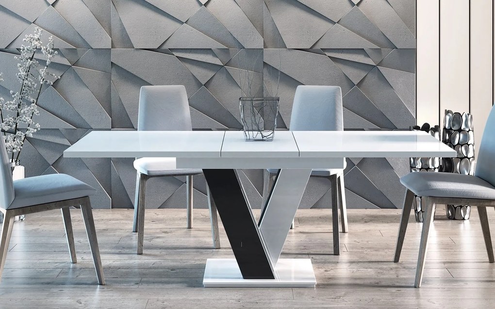 Masă lemn masiv alb Dining extensibilă Quaint Anchor 120/160x80 cm -Negru